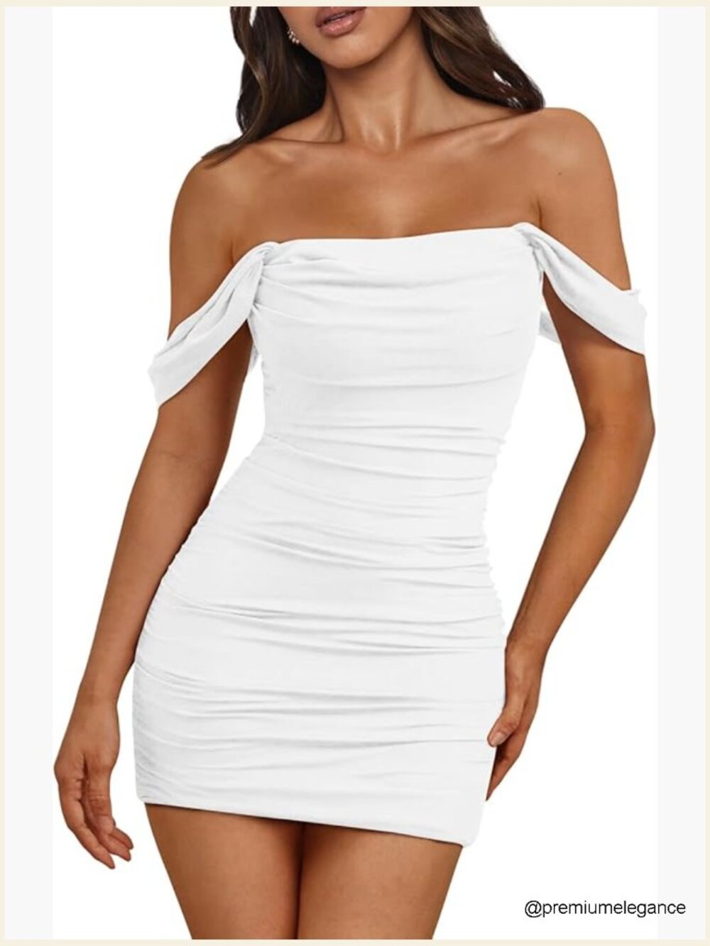 Mesh Off Shoulder Ruched Bodycon Mini Dress Summer Party Casual